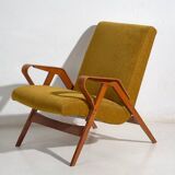 Set of two armchairs and pouf – Mid-century Modern (circa 1950). Three-piece set.