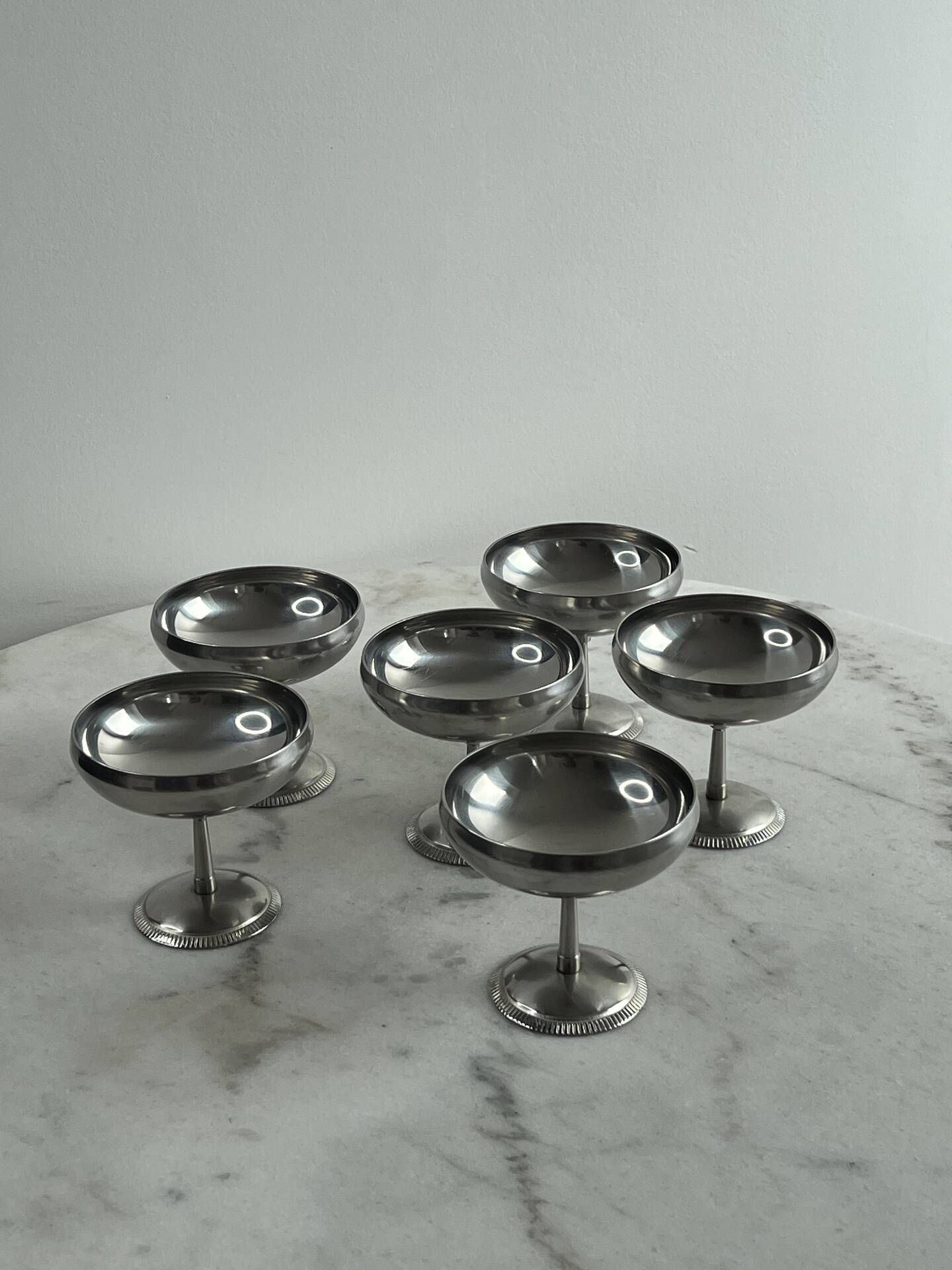 Lot de 6 coupes à champagne en inox Letang Rémy