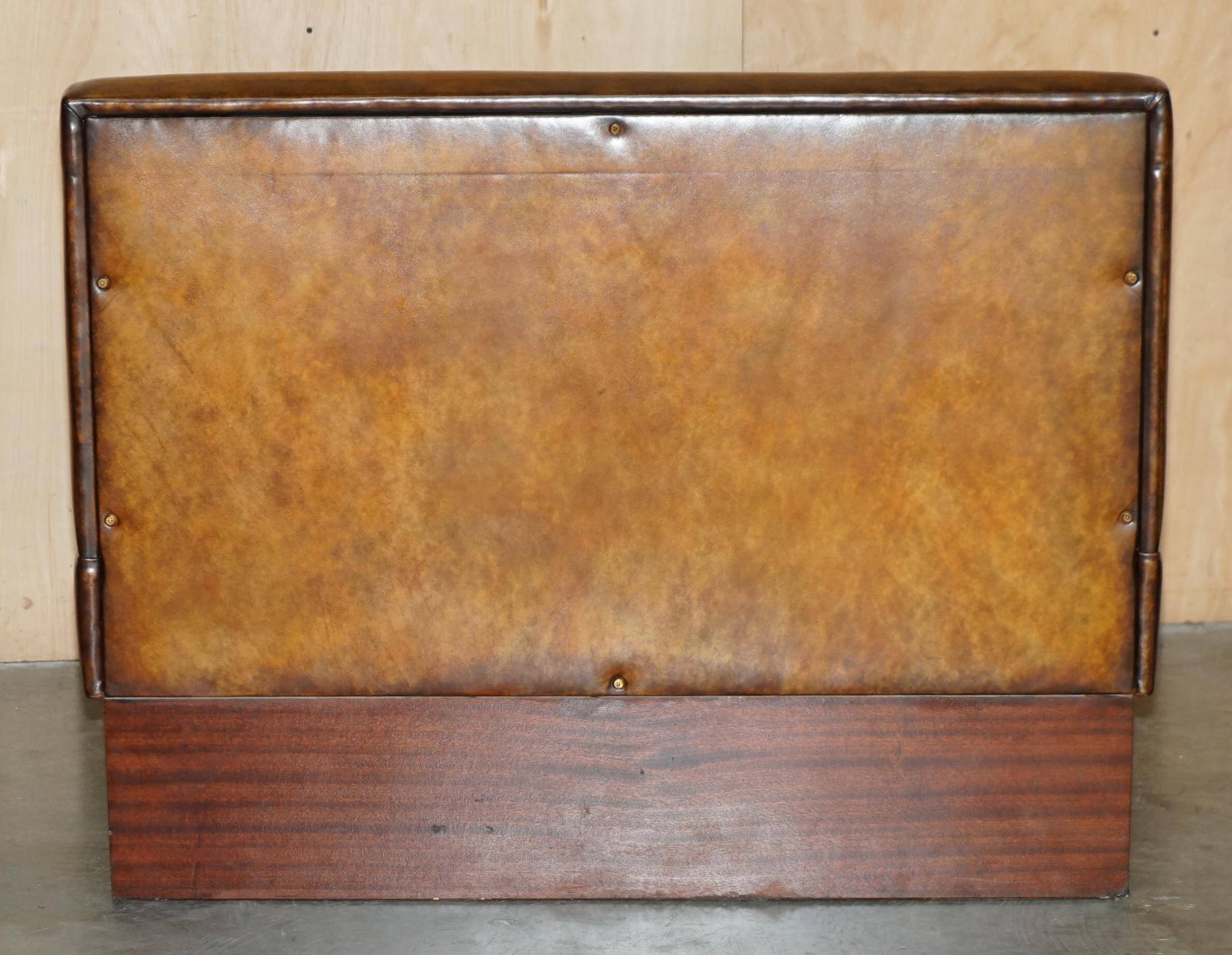 Pair of Victorian Chesterfield pub benches in leather.