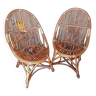 Pair of bamboo rattan armchairs