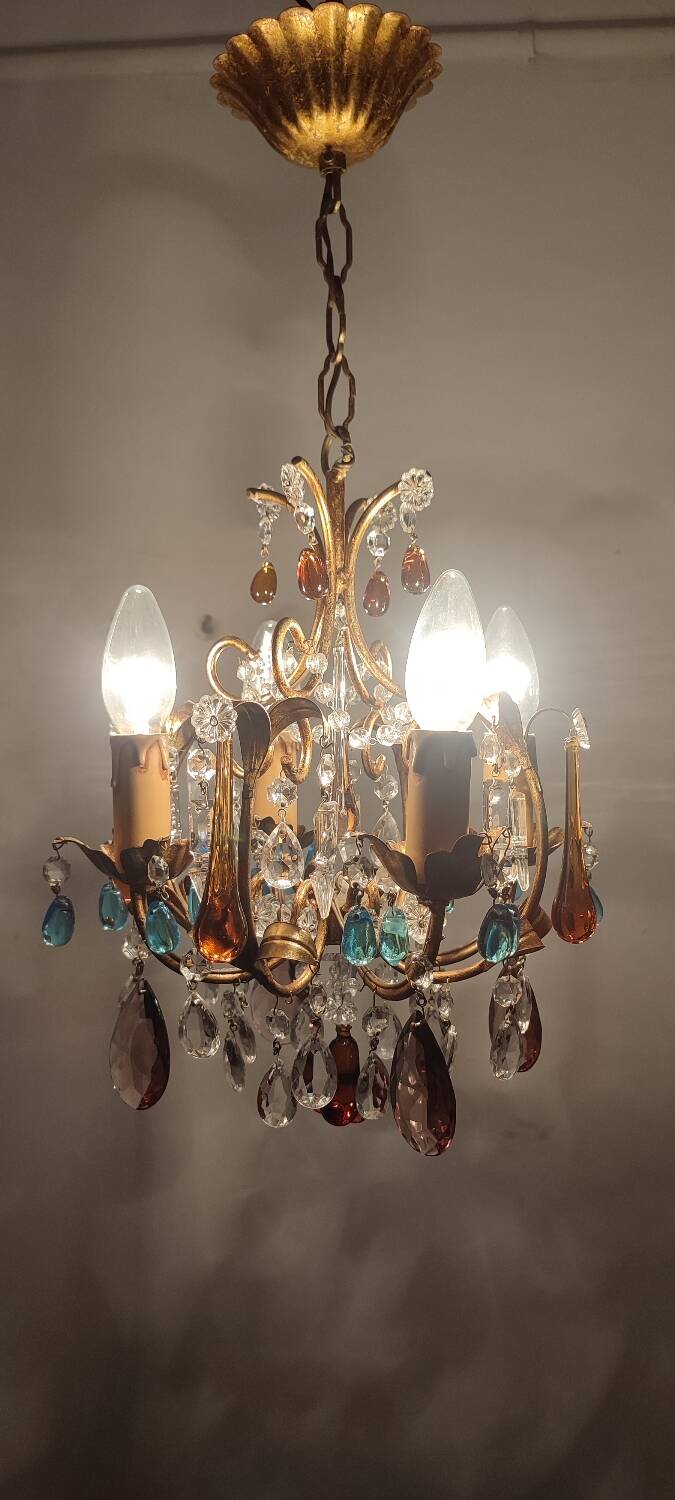 Crystal ceiling lamp. Spain, 1960s.