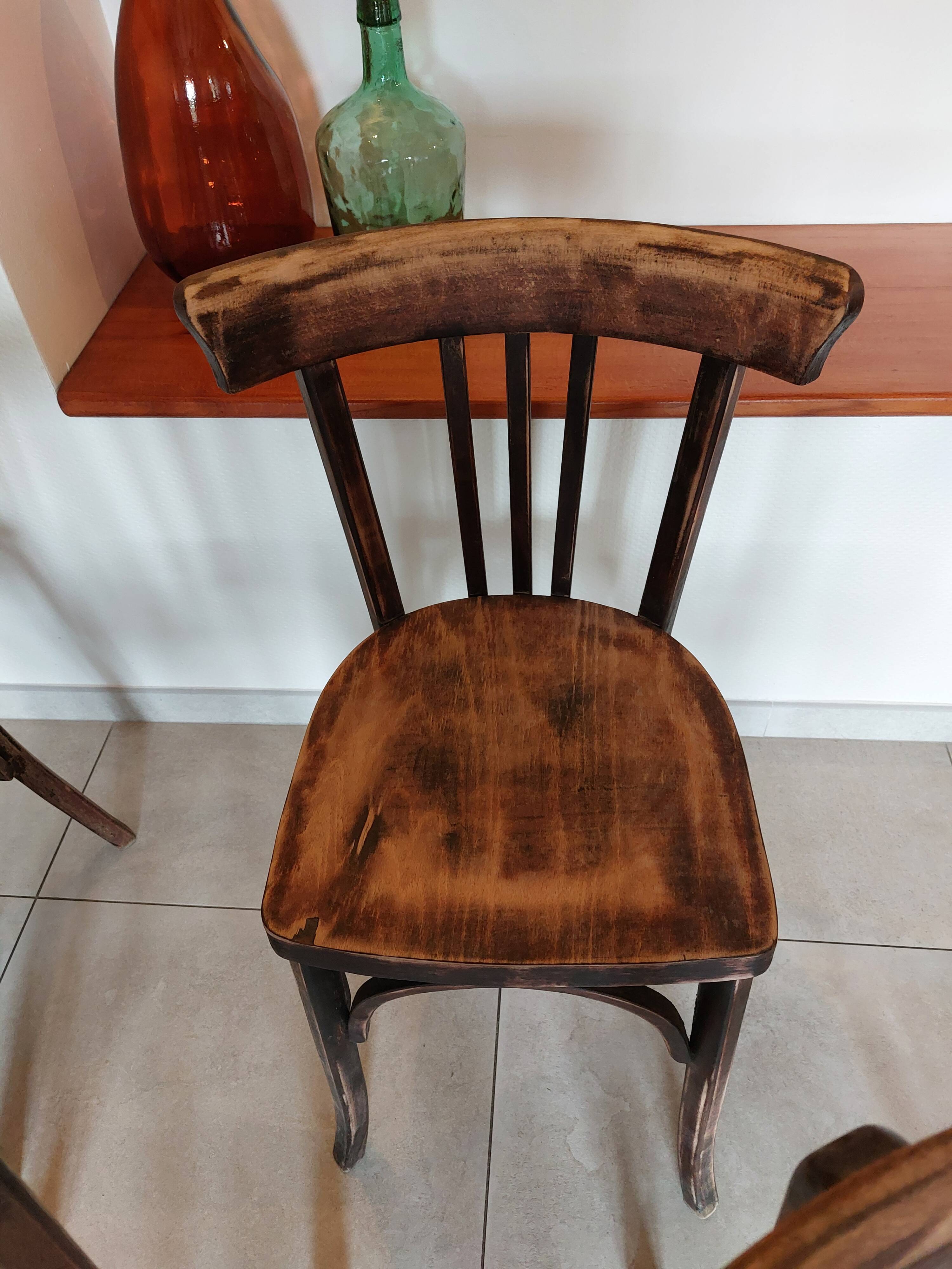 4 dark Luterma bistro chairs, sanded. Painting possible.