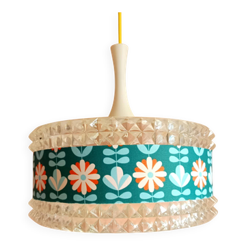 Vintage 1970s plexiglass and flower pendant light
