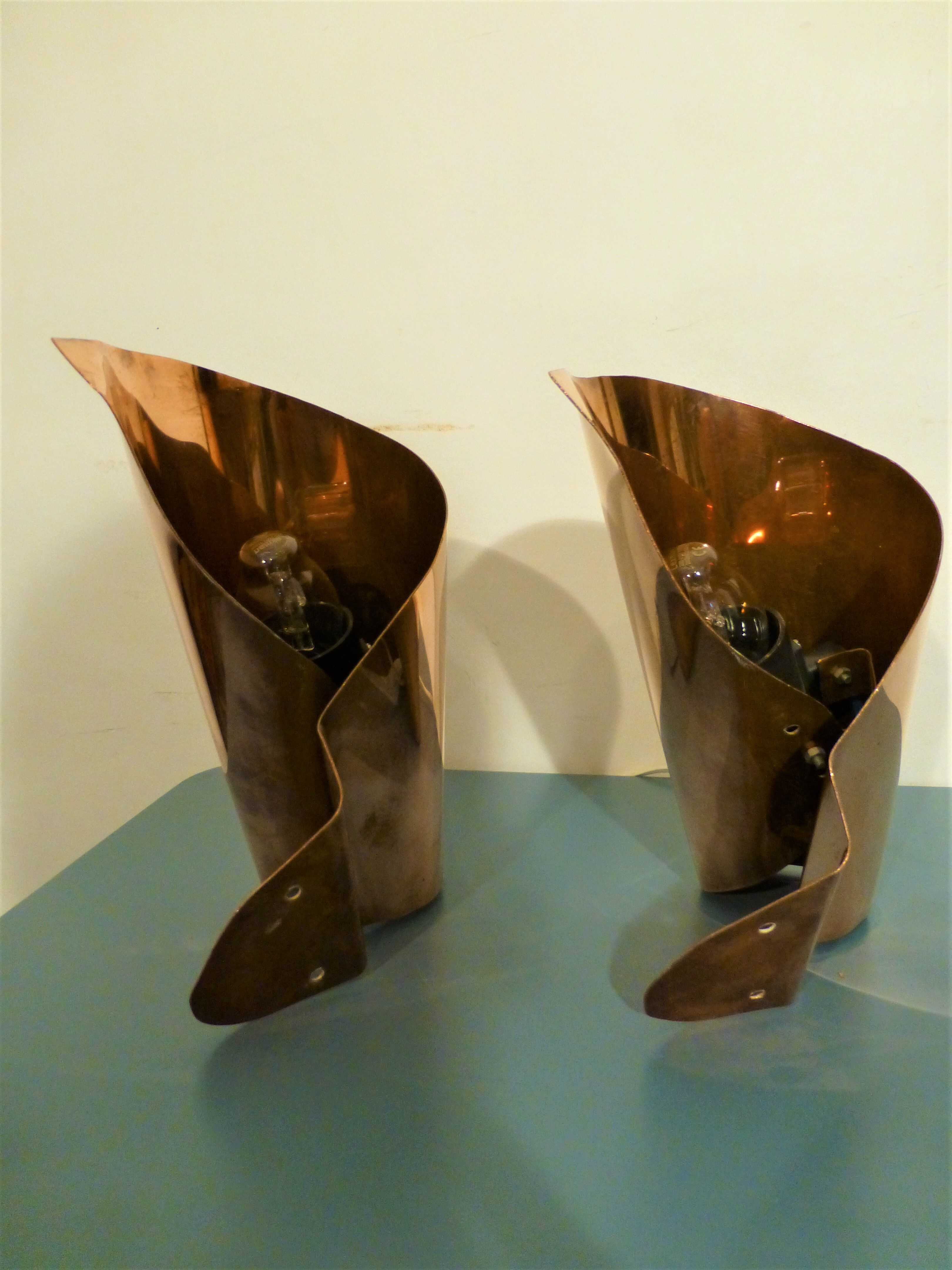 Pair of vintage brass wall lamps 1970