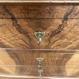 Chest of drawers in walnut and burr walnut, late 19th century, 4 drawers