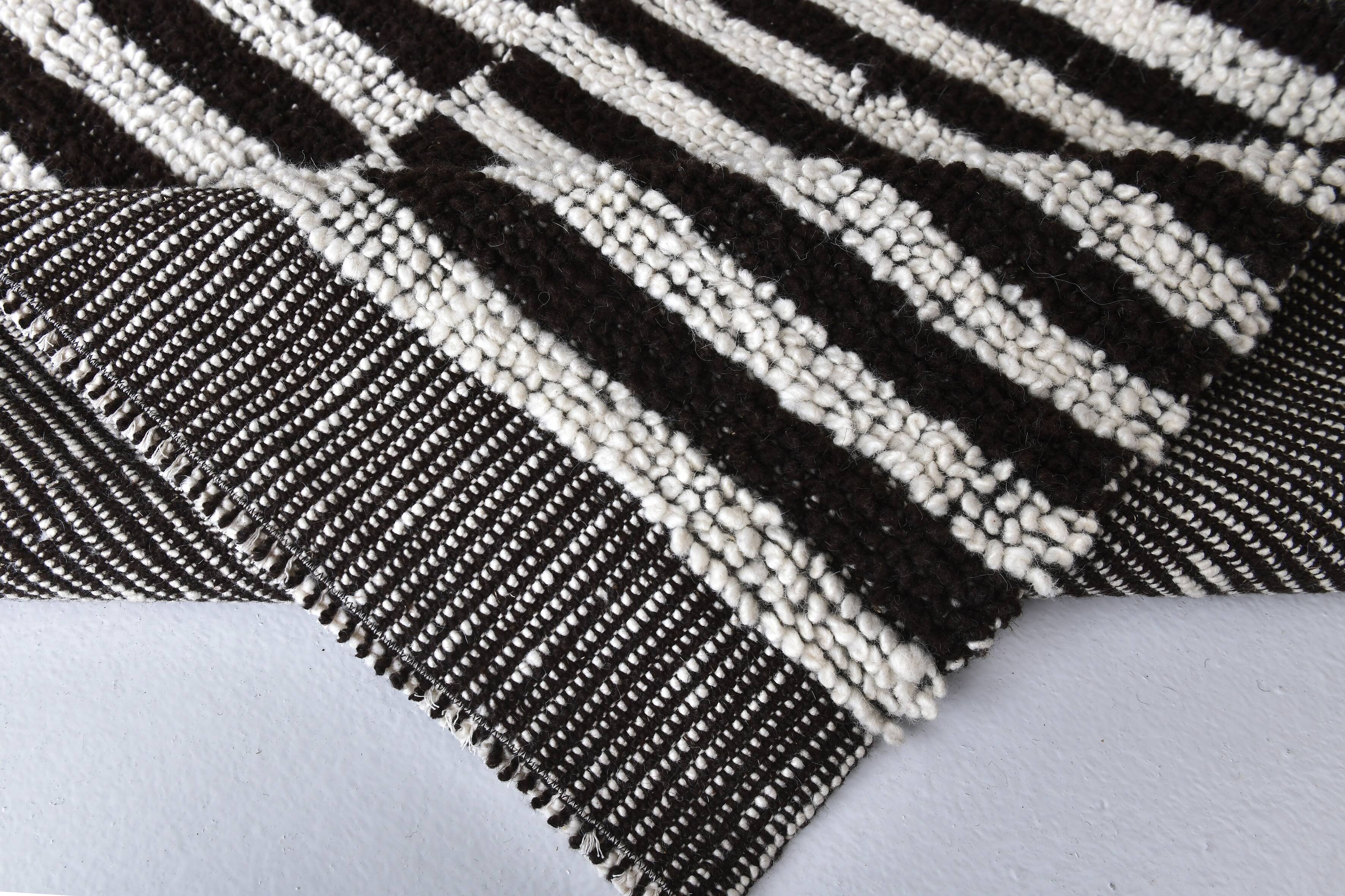 7x10 Chunky Wool Striped Handmade Rug, 206x295Cm