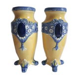 Pair of vases barbotine medallions