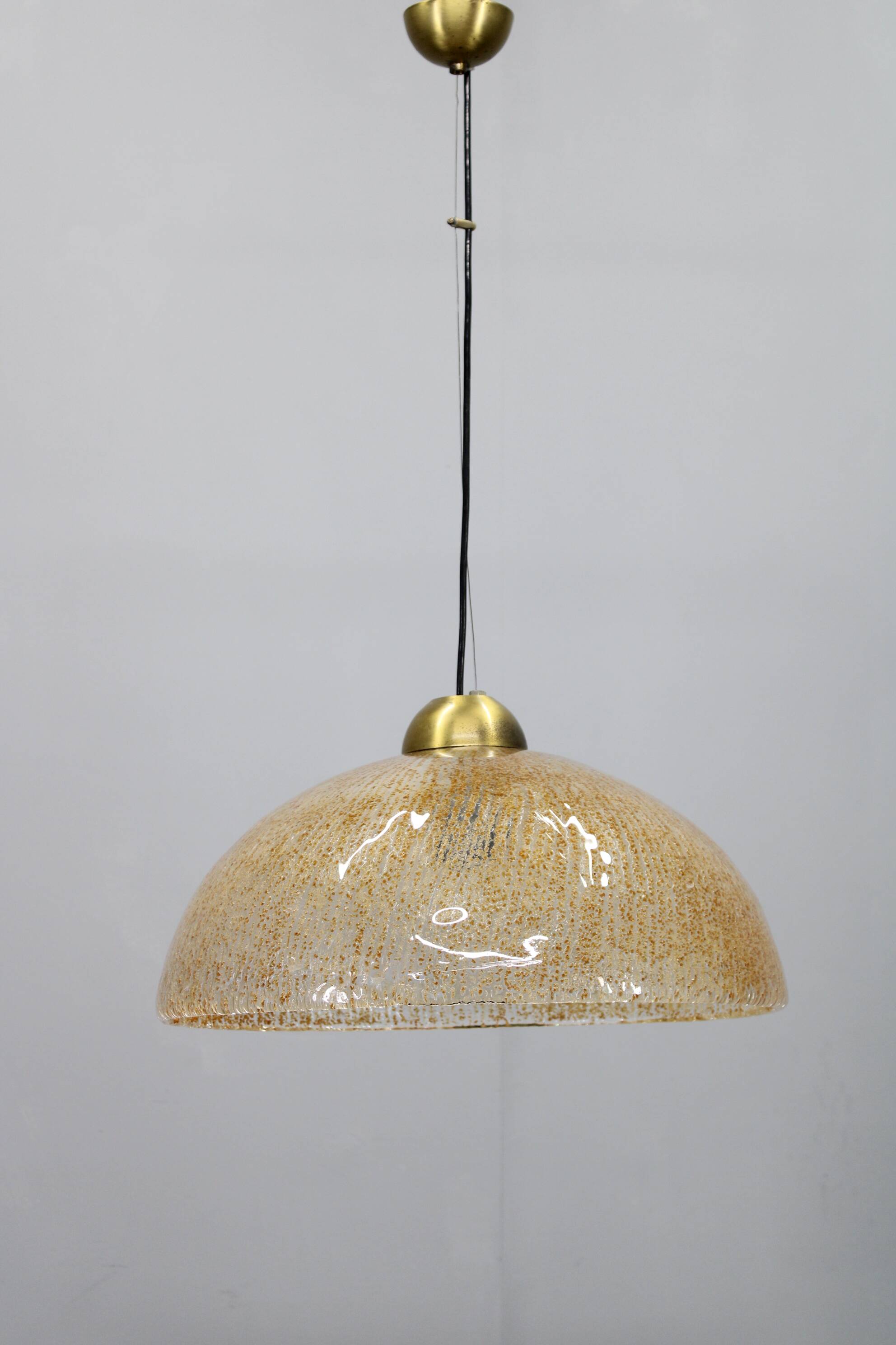 1970s Glass Pendant Light , Italy