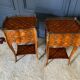 Pair of bedside tables Louis XV style marquetry with shamrocks and XXth bronze