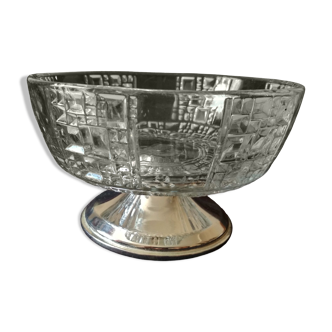 Coupe à fruit en verre moulé et métal