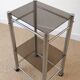 Chrome metal and glass side table