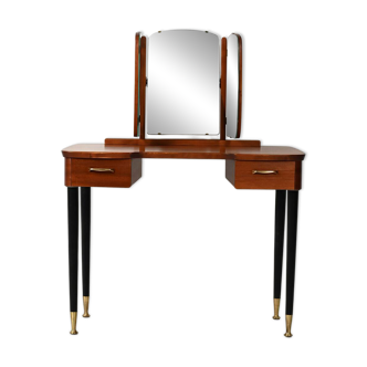 Scandinavian dressing table with triple mirror, 1950s–60s