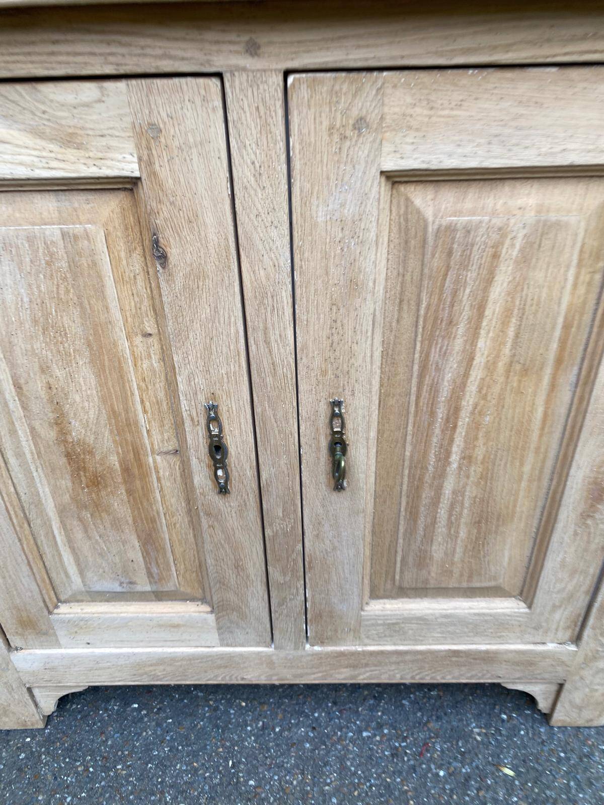 Vintage shallow Parisian sideboard renovated in solid oak 1950.