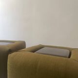 Pair of cinna bedside tables in foam and smoked plexiglass, ligne roset 1970