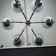 Six arms chandelier in murano glass spheres and chrome. Italy 1960s