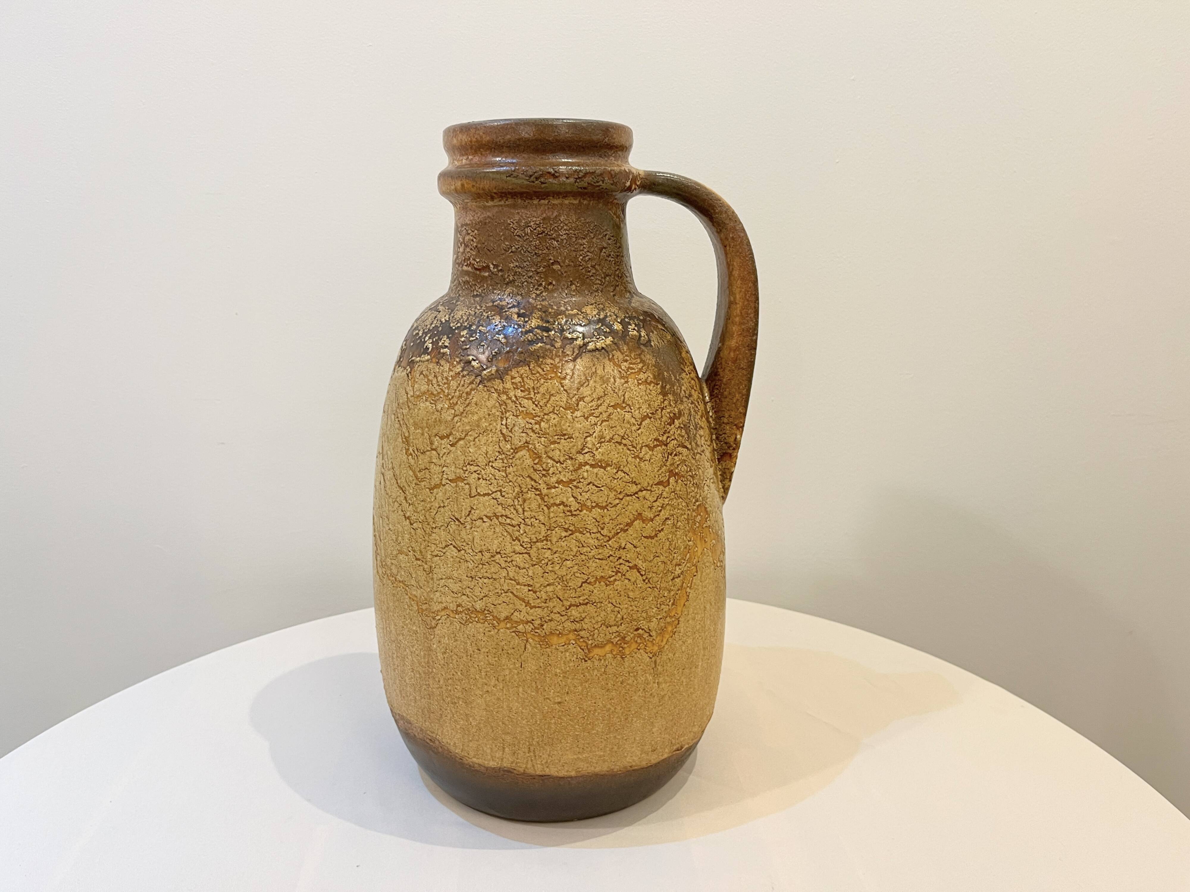 XXL Floor vase ceramic beige brown Scheurich 417-42 Fat Lava West Germany vintage 1950s 1960s