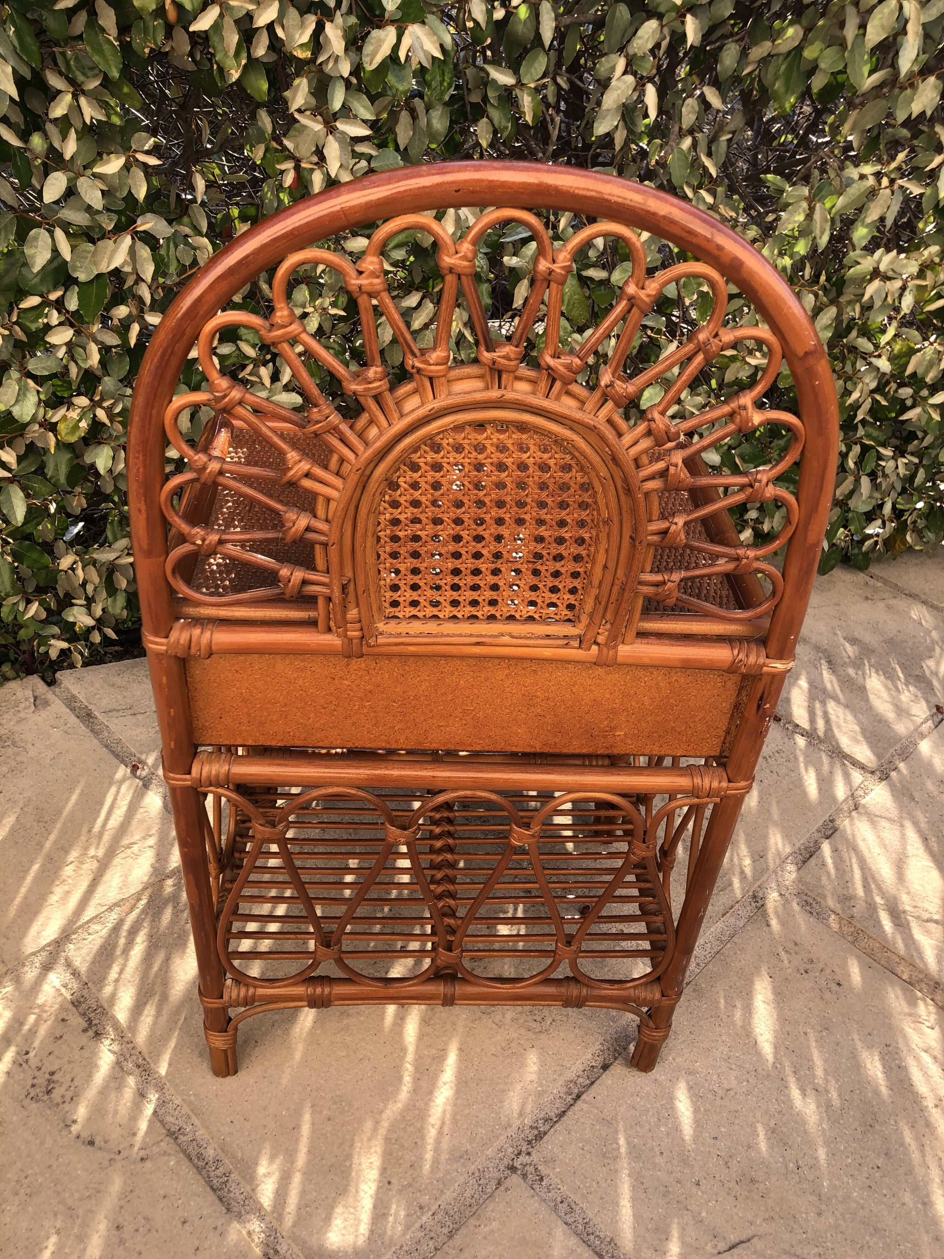 Rattan bedside and vintage bamboo