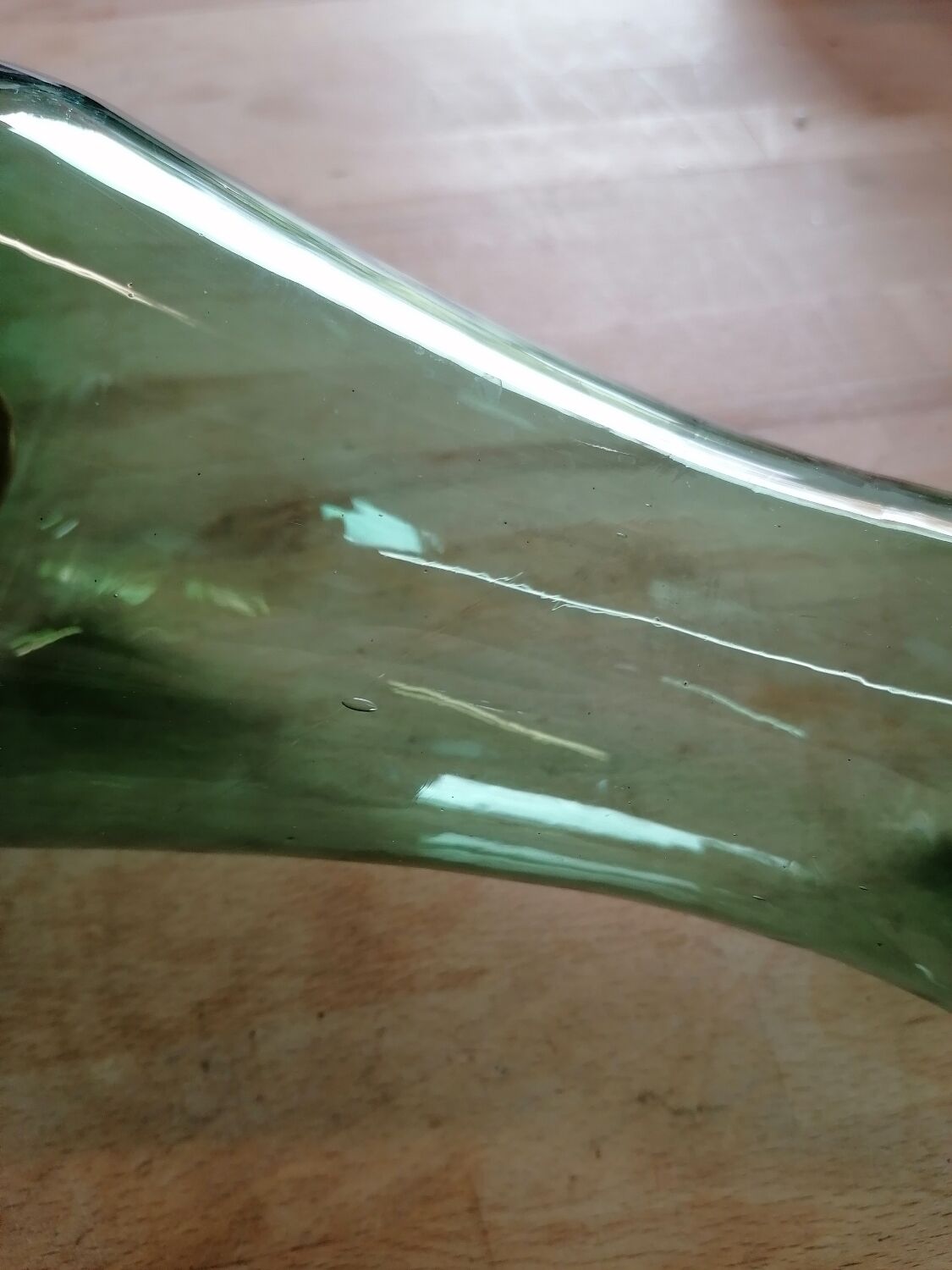 Vintage green pendant lamp in blown glass
