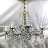 Chandelier with 8 lights in bronze and crystal