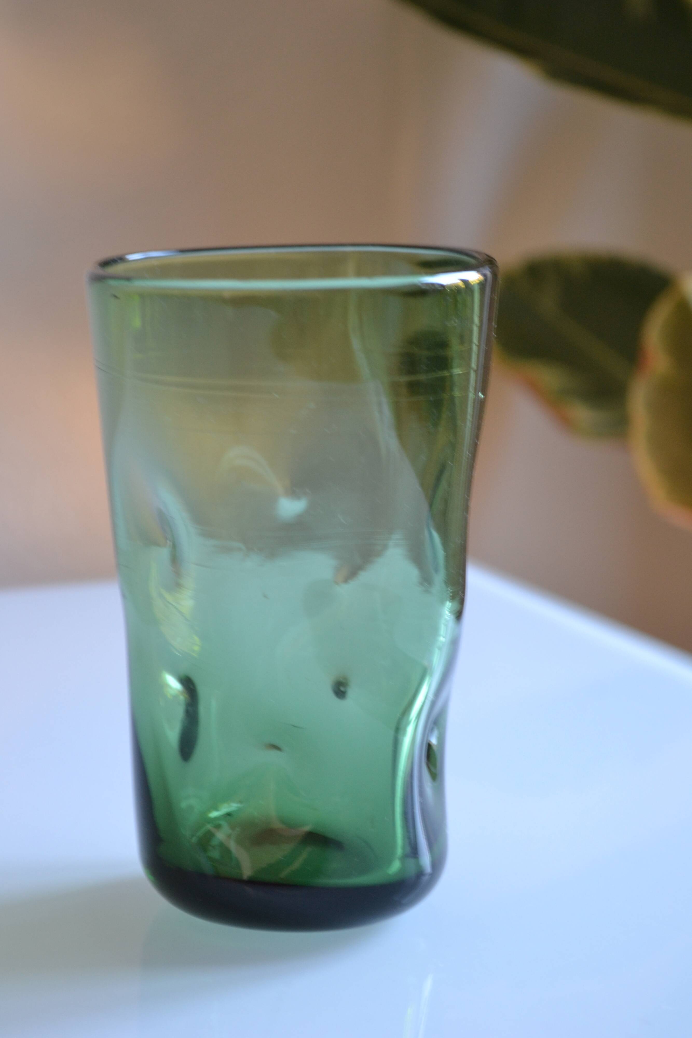green glass vase Murano or Empoli Italy 1960