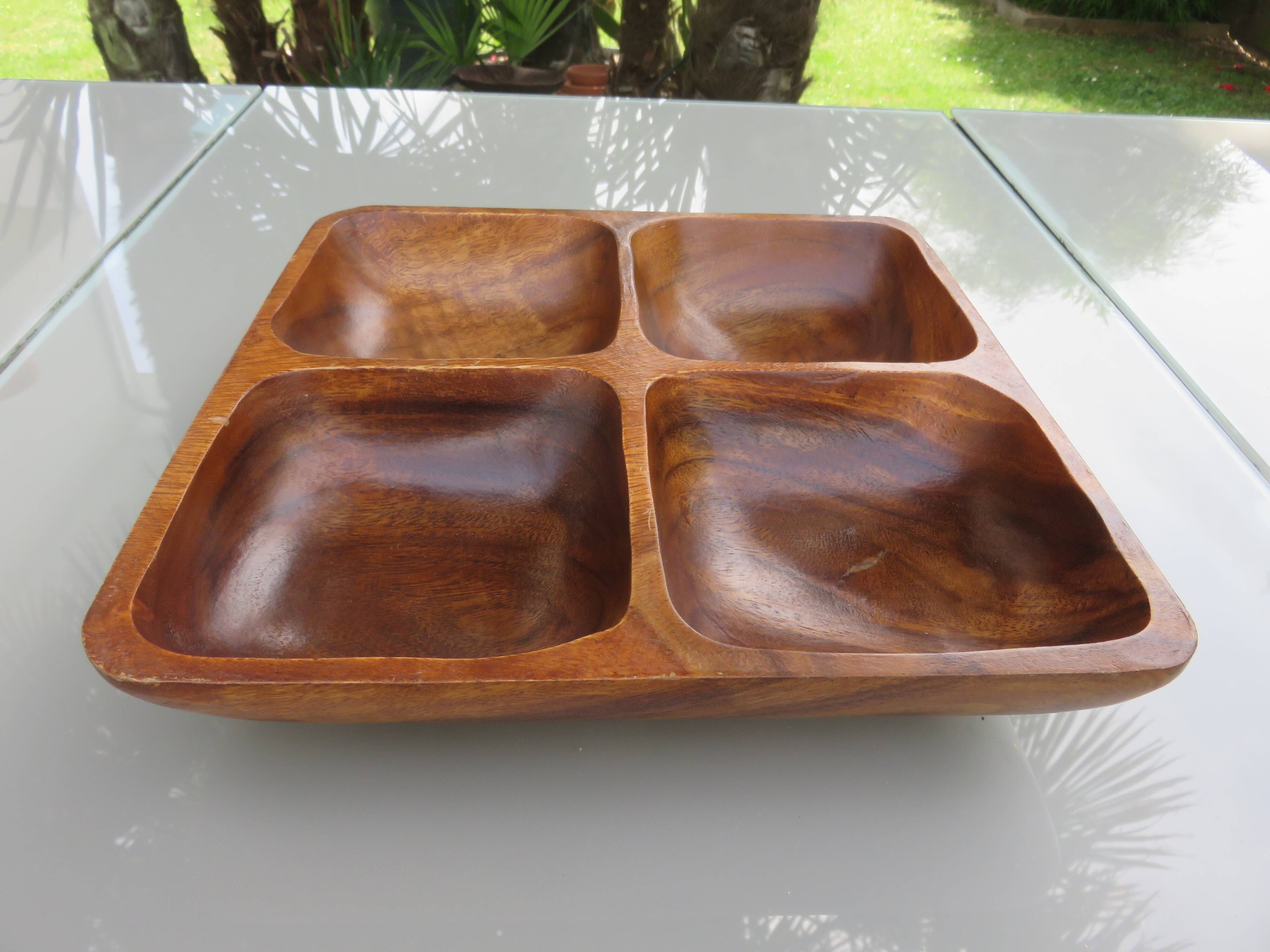 Scandinavian teak compartmentalized dish from the 60s and 70s