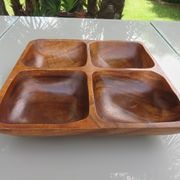 Plat compartimenté en teck scandinave années 60 70