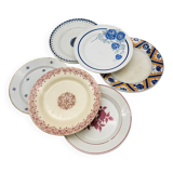 Series of 6 mismatched dinner plates.