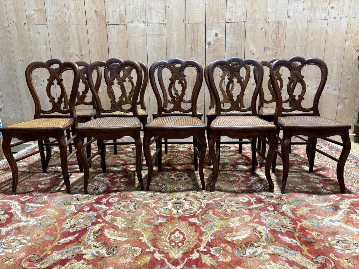 Set of 10 caned chairs from the Louis Philippe period.
