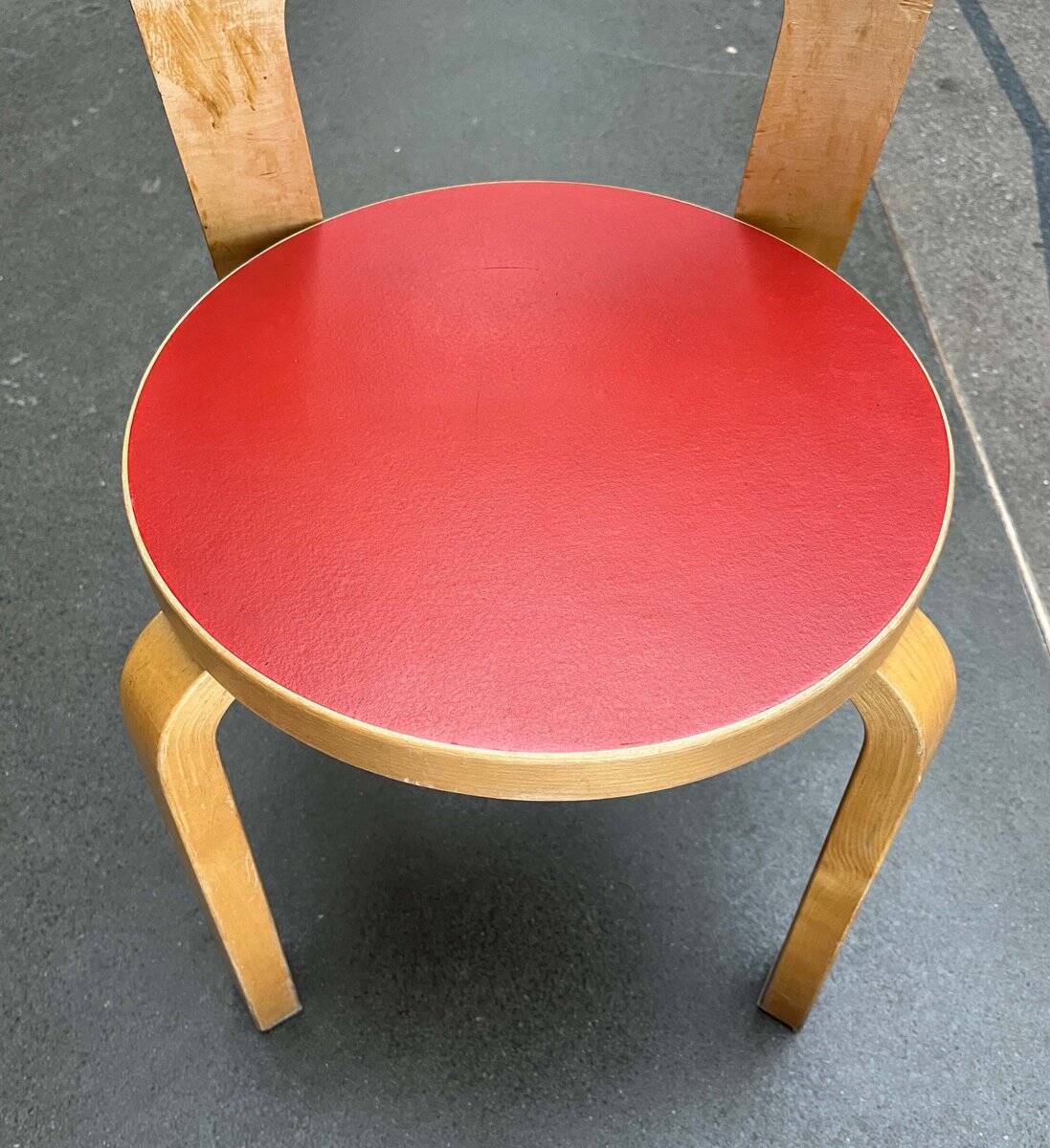Vintage Red Children's Chair in Linoleum N65 by Alvar Aalto for Artek, Finland, 1970s