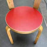 Vintage Red Children's Chair in Linoleum N65 by Alvar Aalto for Artek, Finland, 1970s