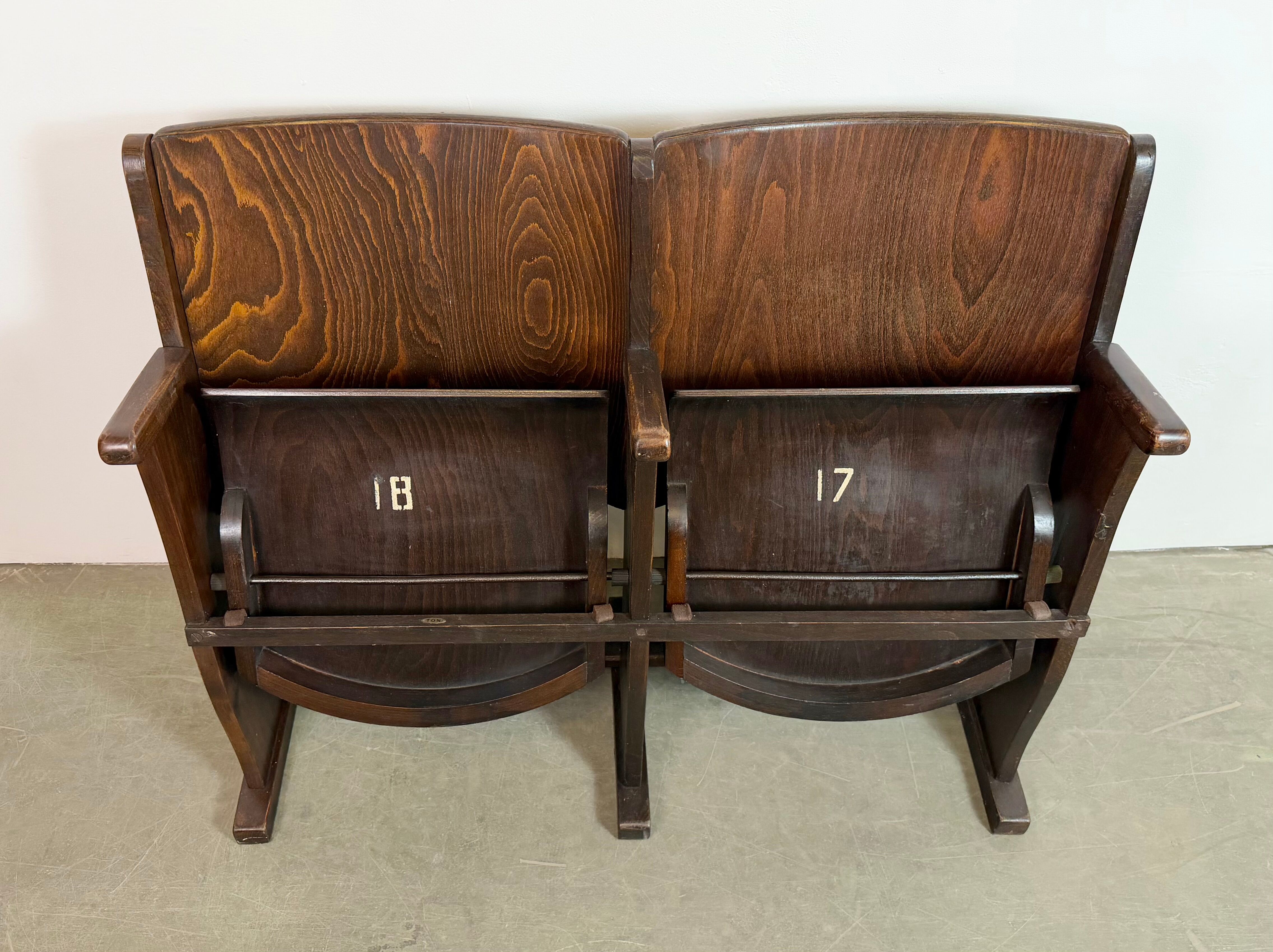 Vintage two-seat cinema bench from ton, 1960s
