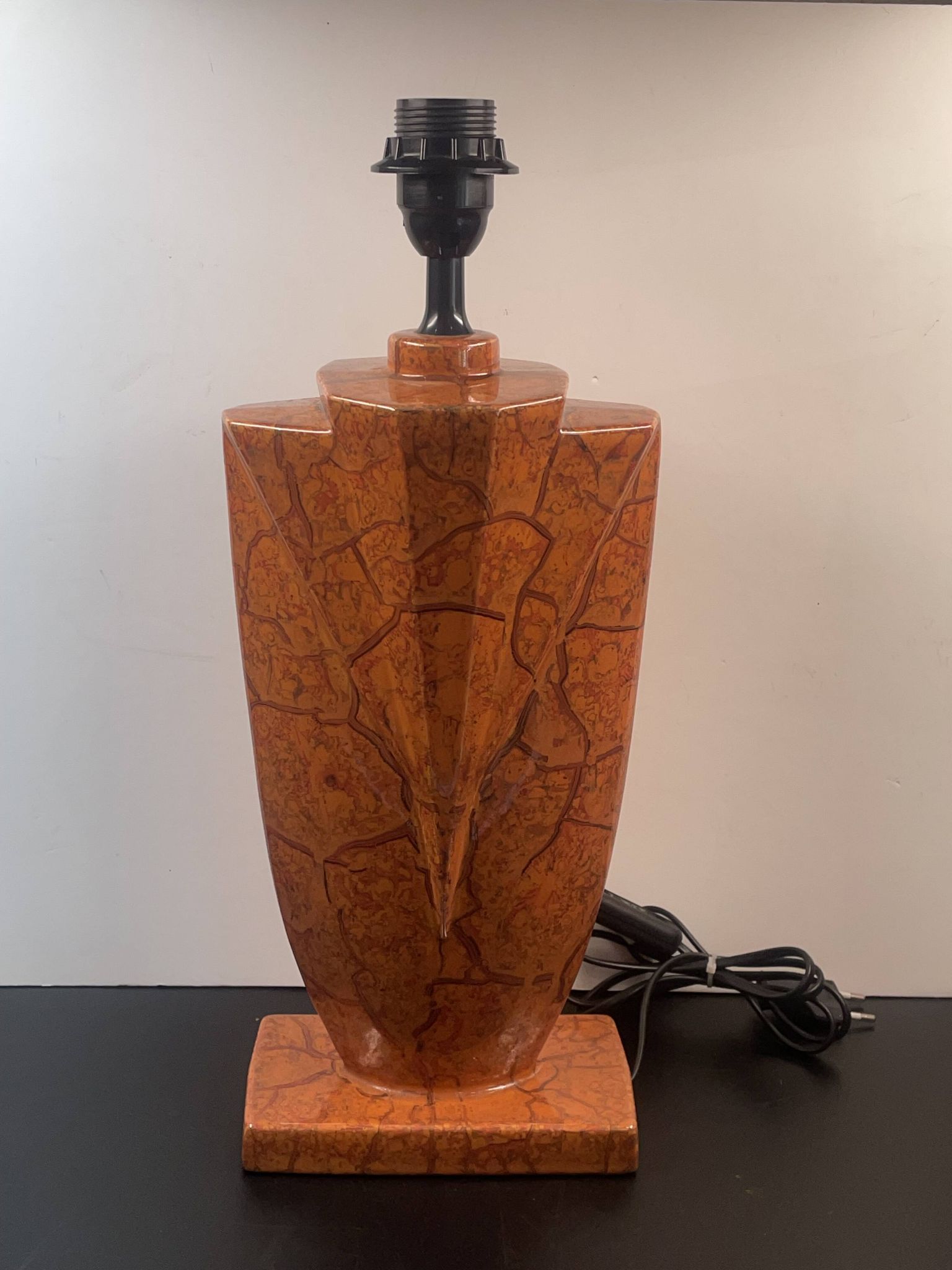 Art Deco Style Ceramic Lamp Base Faux Coral Marble 45 cm socket height