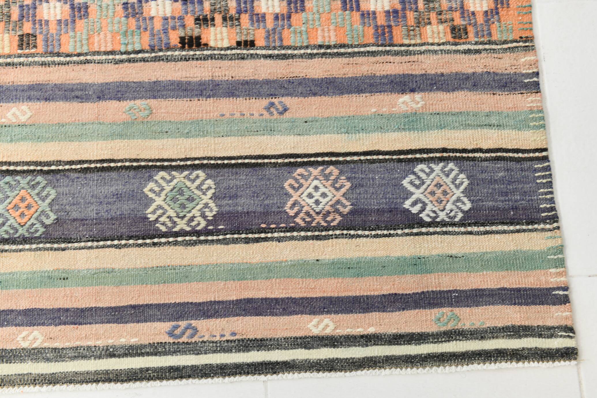 6x12 Vintage Wool Kilim Rug, 174x359Cm