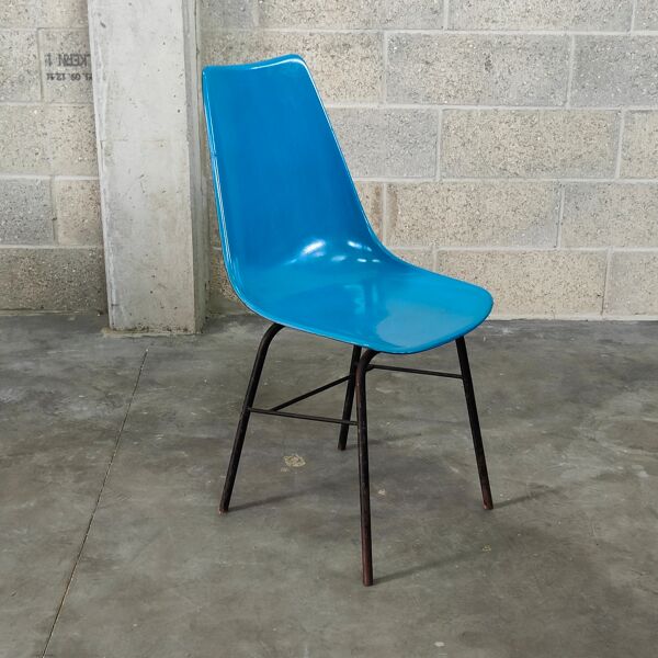 Chaise bleu en fibre  par Miroslav Navratil pour Vertex 1960