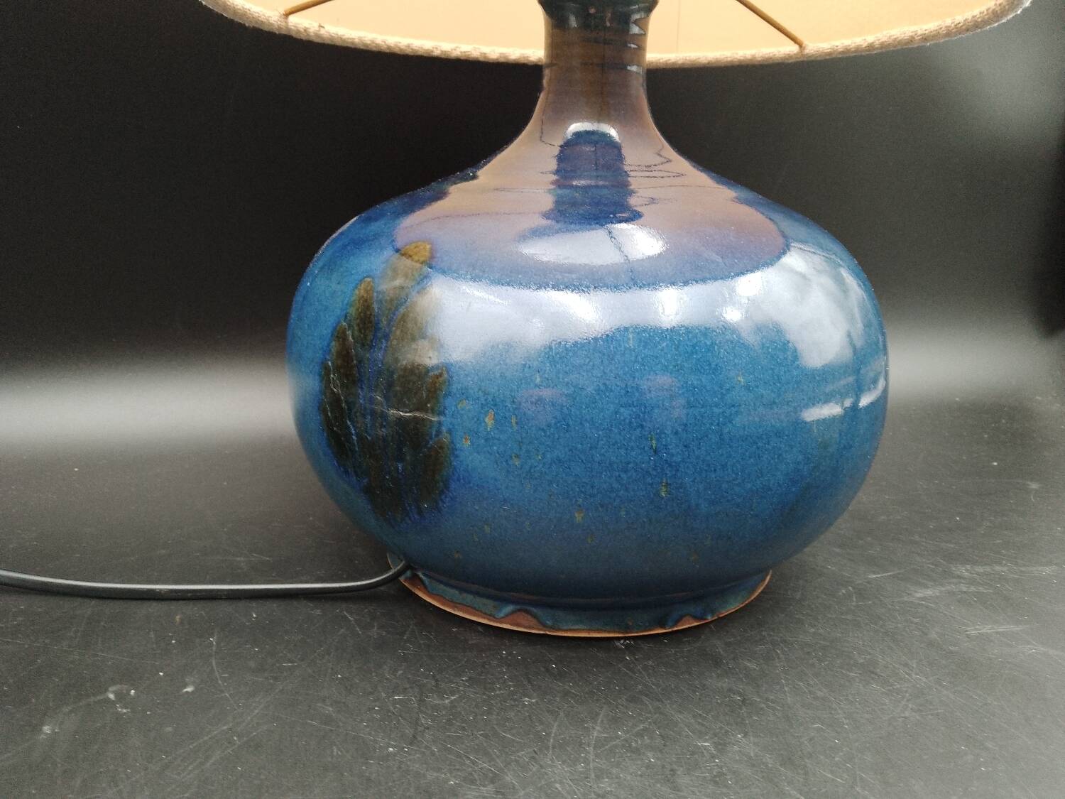 Sandstone and ash enamel lamp by Mireille and Noël Dailler Blanot circa 1970