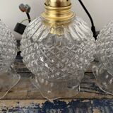 Set of three new electrified chiseled glass suspensions