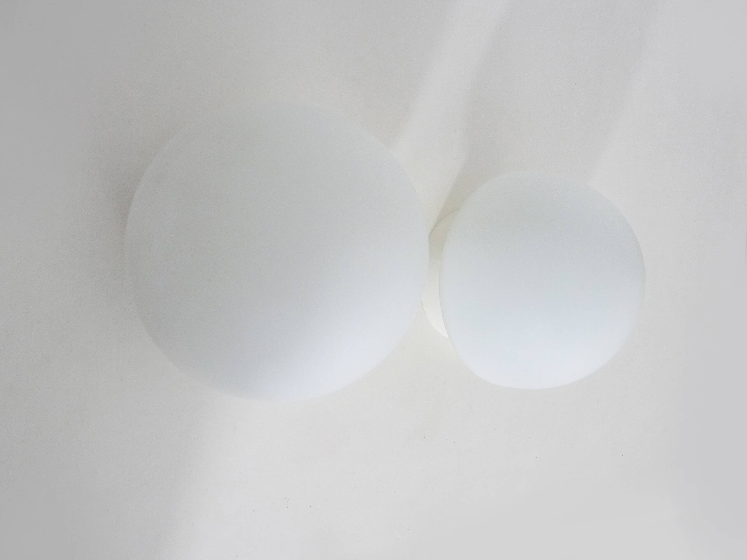 Pair of white mushroom-shaped wall lights. 1970s