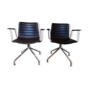 Fauteuils cuir marron