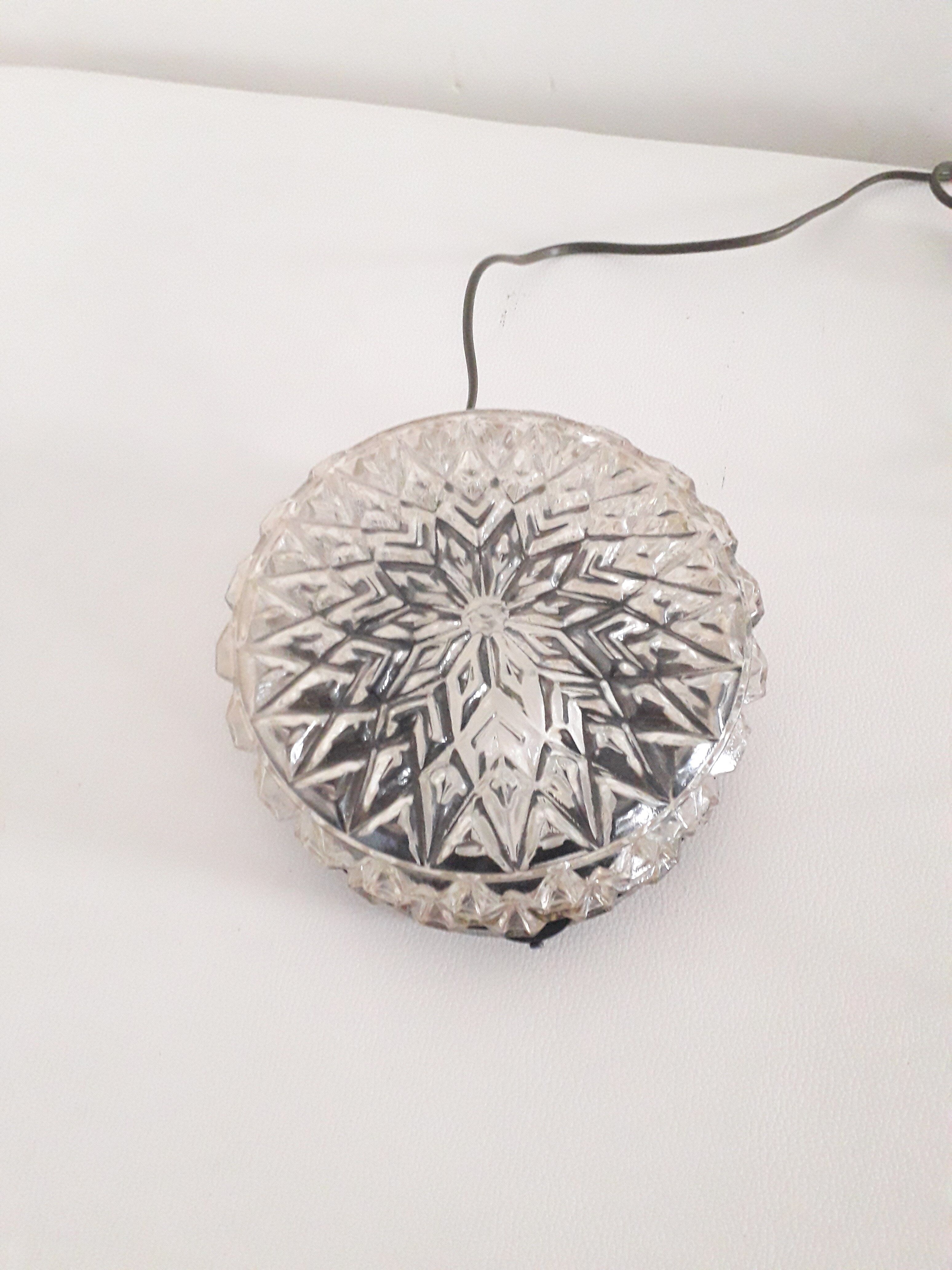 Plafonnier vintage verre moulé rond-1970