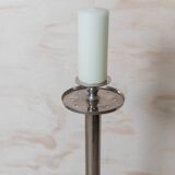 XXL Vintage Art Deco Candlestick in Silver Chrome-Plated Brass, Italy 1930s