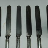 6 couteaux lames acier manches argent massif gaufré poinçon minerve