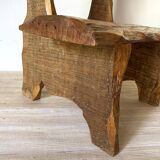 Brutalist low chair in solid wood