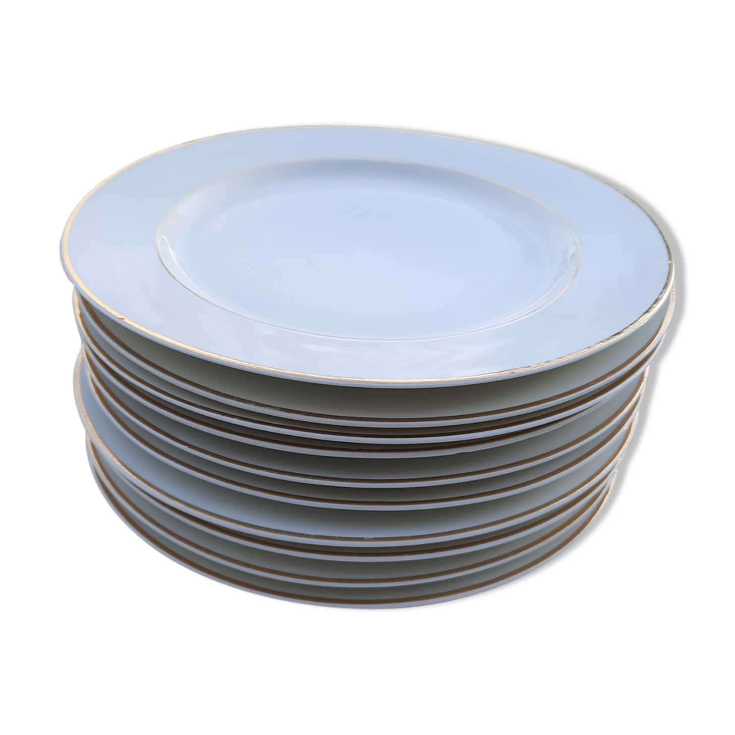 10 white flat plates Limoges
