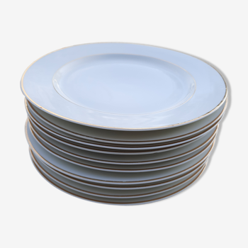 Set de 10 assiettes plates blanches Limoges