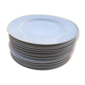 10 white flat plates Limoges