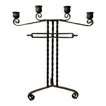 Grand chandelier en fer forgé brutaliste