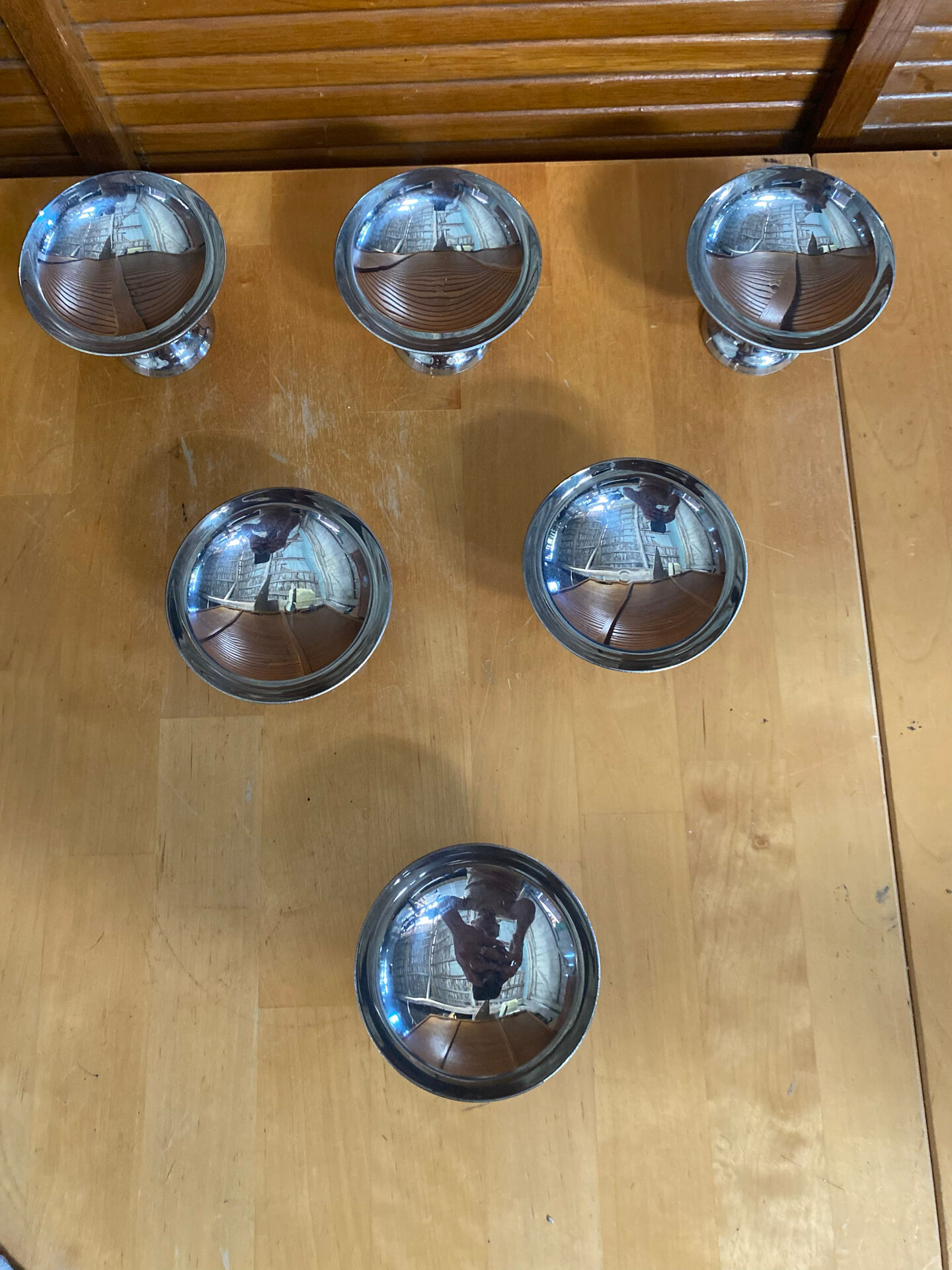 Set of 6 ice cream bowls guy degrenne stainless steel vintage design #e408