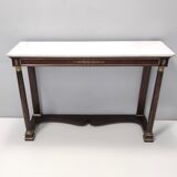 Neoclassical Style Walnut Console with a Rectangular Carrara Marble Top, Italy