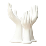 Set of 3 hands in white porcelain, 70s ring