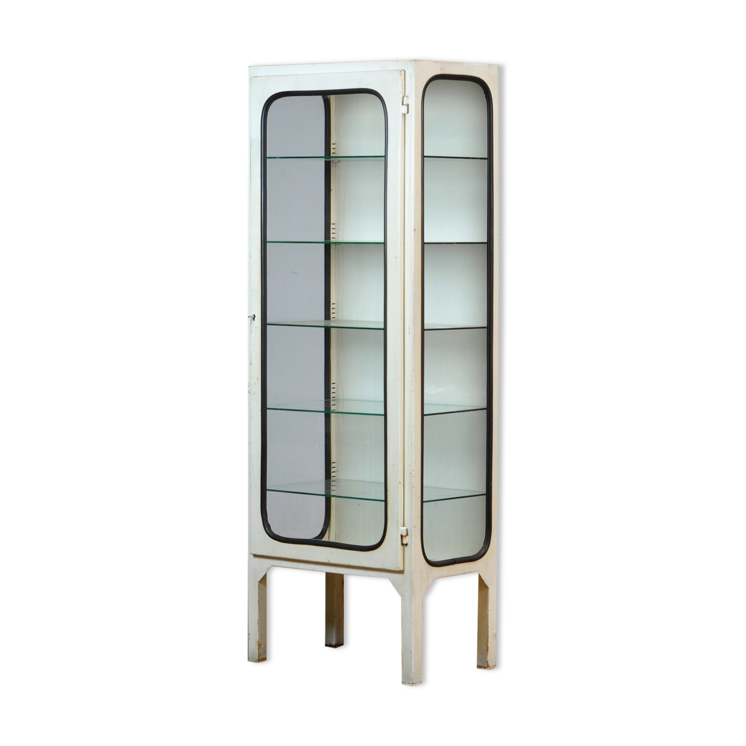 Vintage Medical Cabinet With Five Glass Shelves, 1970s